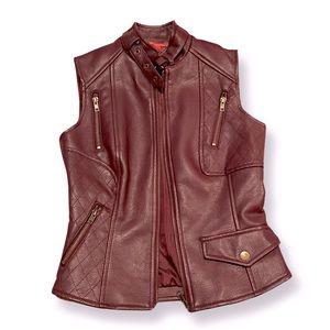 Chelsea and Violet XS faux leather vest burgundy